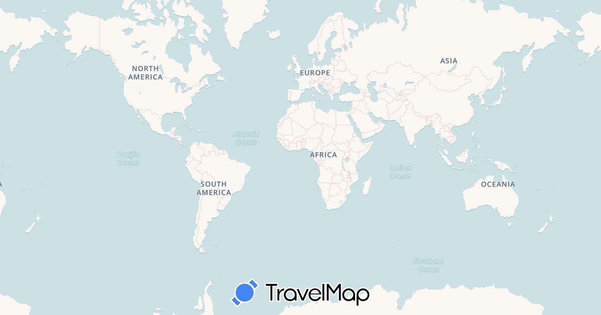 TravelMap itinerary: driving, bus in Spain, France, United Kingdom, Morocco, Namibia, Portugal, Senegal, South Africa (Africa, Europe)
